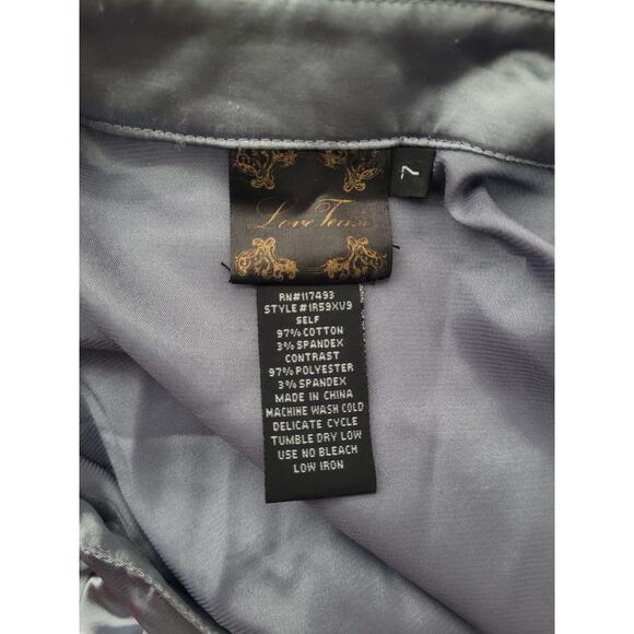 Vintage Y2K Satin Ruffle Sheath Dress Size 7 Gray Preppy Office Siren Coquette - Picture 5 of 8